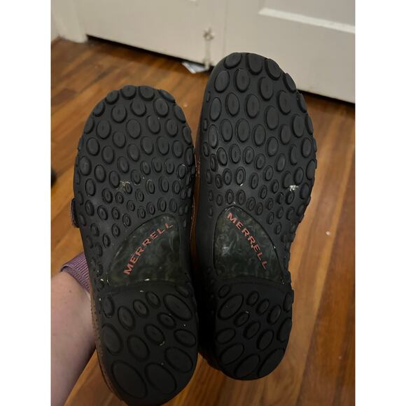 Merrill Plaza Bandeau Brown Leather + Suede Mary Jane Shoes Size 8 - Picture 8 of 8